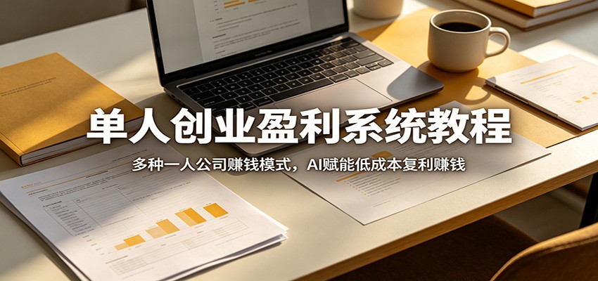 单人创业盈利系统教程：多种一人公司赚钱模式，AI赋能低成本复利赚钱-鑫梵淘