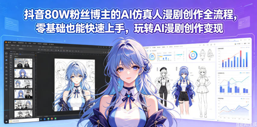 抖音80W粉丝博主的AI仿真人漫剧创作全流程，零基础也能快速上手，玩转AI漫剧创作变现-鑫梵淘