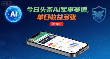 今日头条AI军事赛道，单日收益多张 ，手机可做【附指令】-鑫梵淘