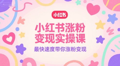 小红书涨粉变现实操课，最快速度带你涨粉变现-鑫梵淘