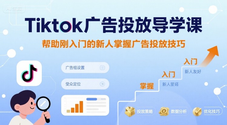 Tiktok广告投放导学课，帮助刚入门的新人掌握广告投放技巧-鑫梵淘
