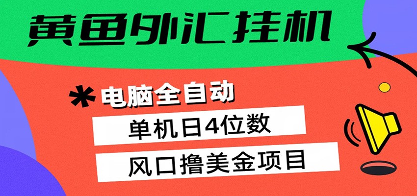 黄鱼外汇挂机：全自动赚美金、自动交易、风口项目-鑫梵淘