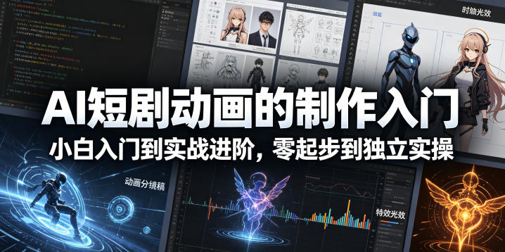 AI短剧动画的制作入门，小白入门到实战进阶，零起步到独立实操-鑫梵淘