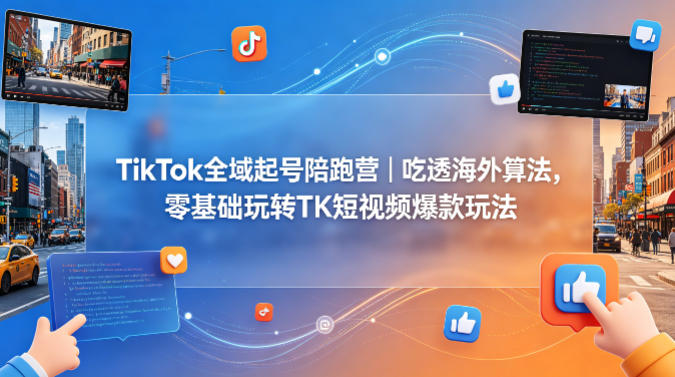 TikTok全域起号陪跑营｜吃透海外算法，零基础玩转TK短视频爆款玩法-鑫梵淘
