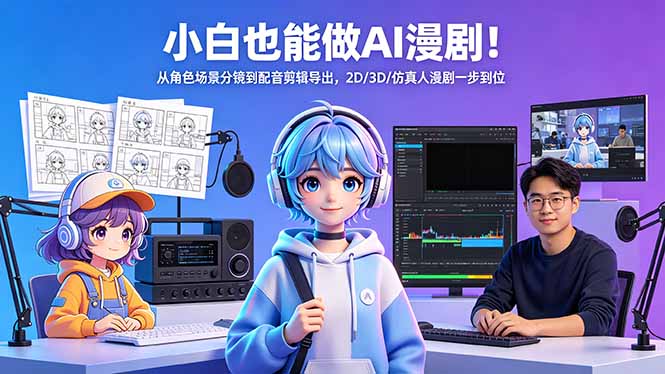 小白也能做AI漫剧！从角色场景分镜到配音剪辑导出，2D/3D/仿真人漫剧一步到位-鑫梵淘