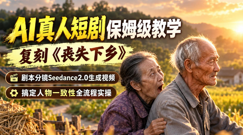 AI真人短剧保姆级教学，复刻《丧失下乡》，剧本分镜Seedance2.0生成视频，搞定人物一致性全流程实操-鑫梵淘