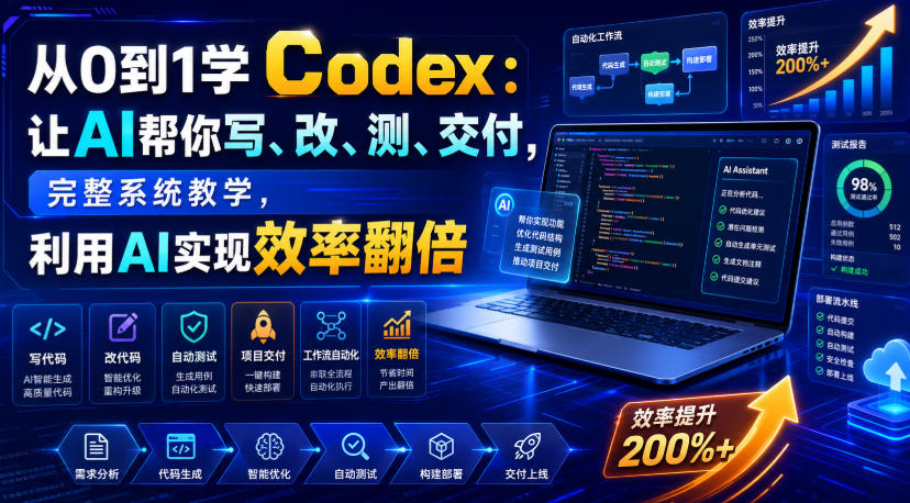 从0到1学Codex：让AI帮你写、改、测、交付，完整系统教学，利用AI实现效率翻倍(更新0918)-鑫梵淘
