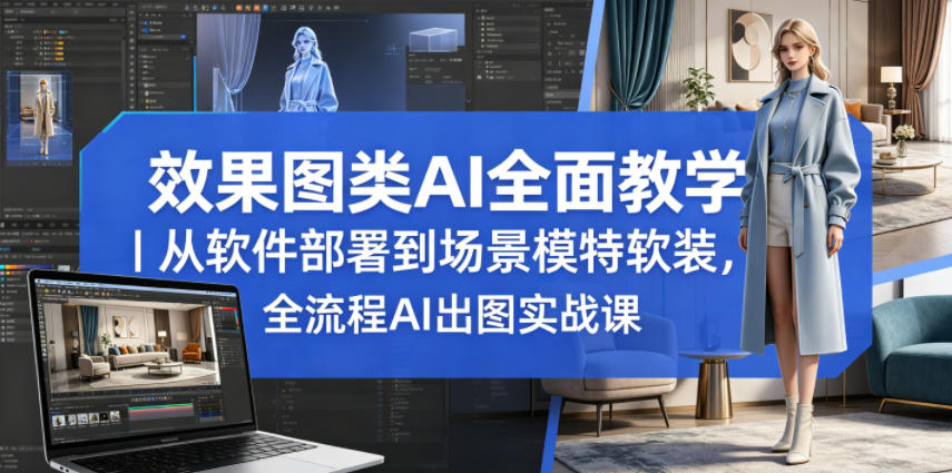效果图类AI全面教学｜从软件部署到场景模特软装，全流程AI出图实战课-鑫梵淘