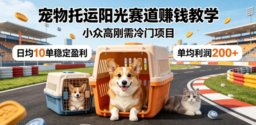宠物托运阳光赛道賺钱教学，小众高刚需冷门项目，日均10单稳定盈利，单均利润200+-鑫梵淘