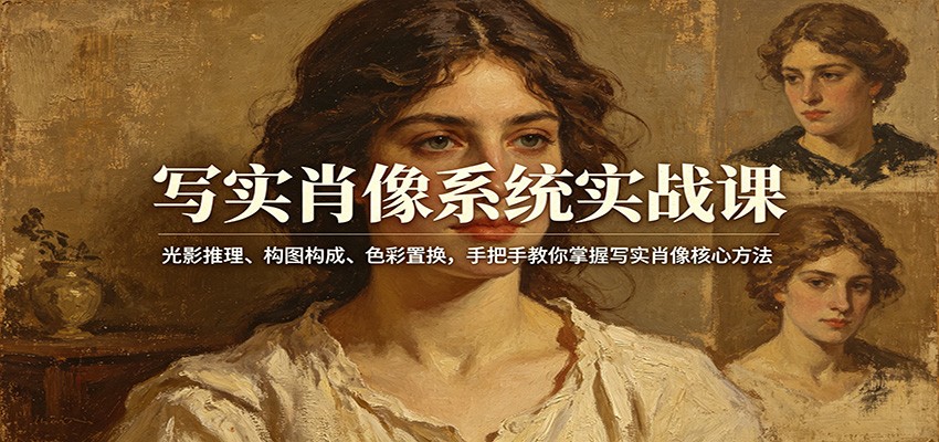 写实肖像系统实战课：光影推理、构图构成、色彩置换，手把手教你掌握写实肖像核心方法-鑫梵淘