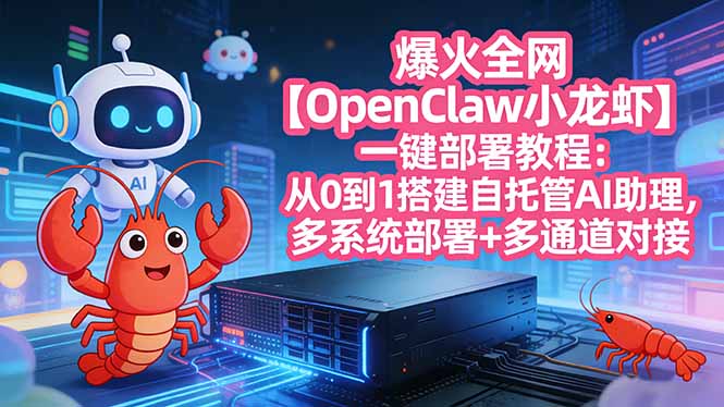 爆火全网【OpenClaw 小龙虾】一键部署教程：从0到1搭建自托管AI助理，多系统部署+多通道对接-鑫梵淘