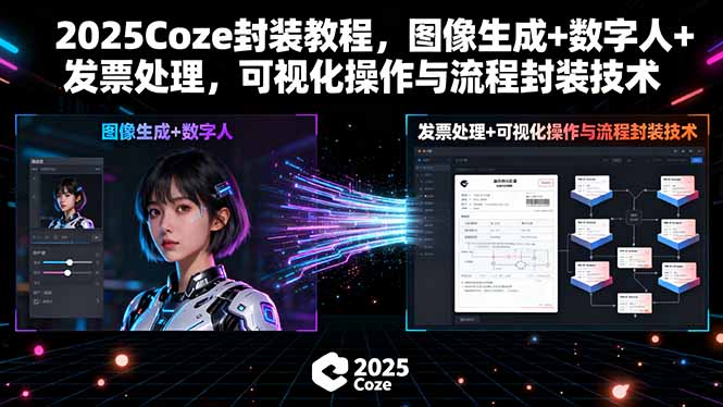 2025Coze封装教程，图像生成+数字人+发票处理，可视化操作与流程封装技术-鑫梵淘