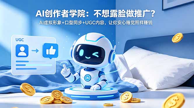 AI创作者学院：不想露脸做推广？AI虚拟形象+口型同步+UGC内容，让你安心睡觉照样赚钱-鑫梵淘