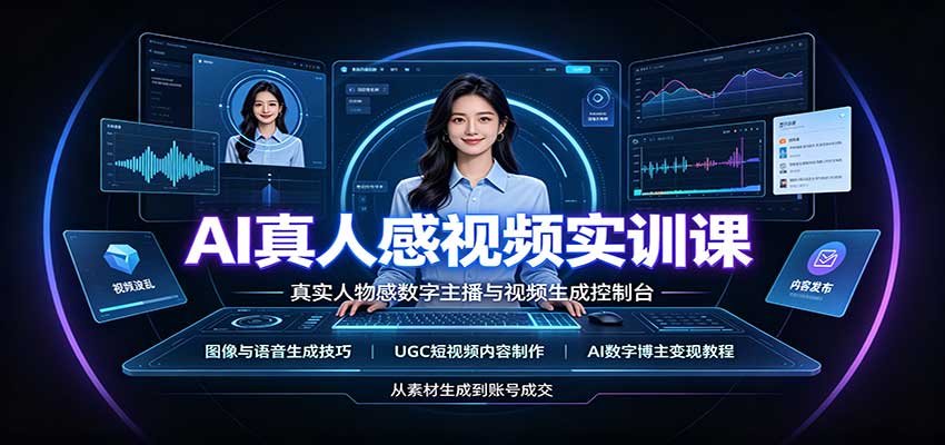 AI真人感视频实训课：图像语音生成，UGC内容制作，AI数字博主变现教程-鑫梵淘
