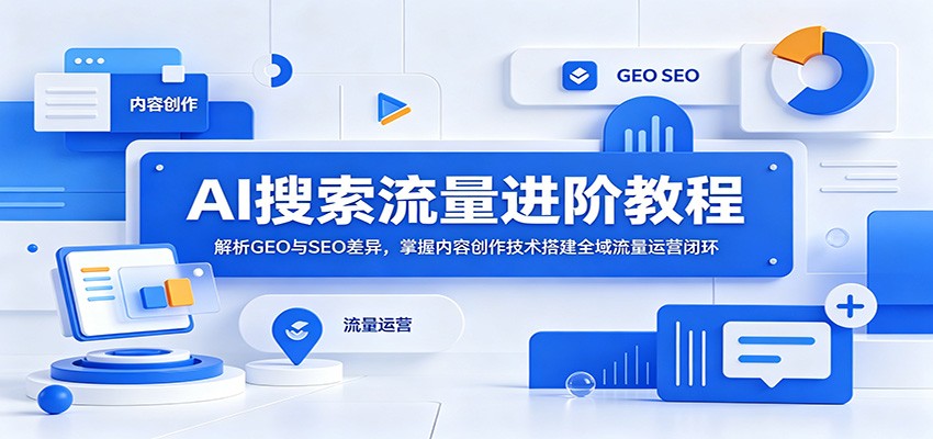 AI搜索流量进阶教程：解析GEO与SEO差异，掌握内容创作技术搭建全域流量运营闭环-鑫梵淘