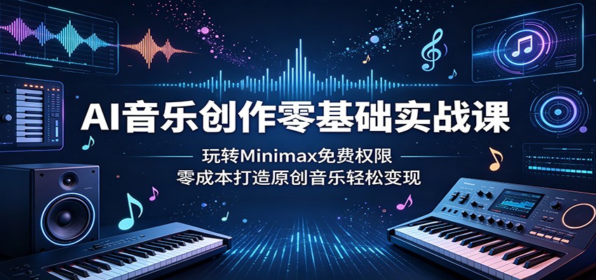 AI音乐创作零基础实战课：玩转Minimax免费权限，零成本打造原创音乐轻松变现-鑫梵淘