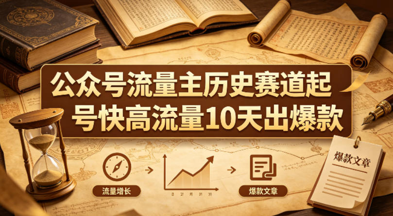 公众号流量主之历史赛道，起号快+高流量，10天就能出爆款！-鑫梵淘