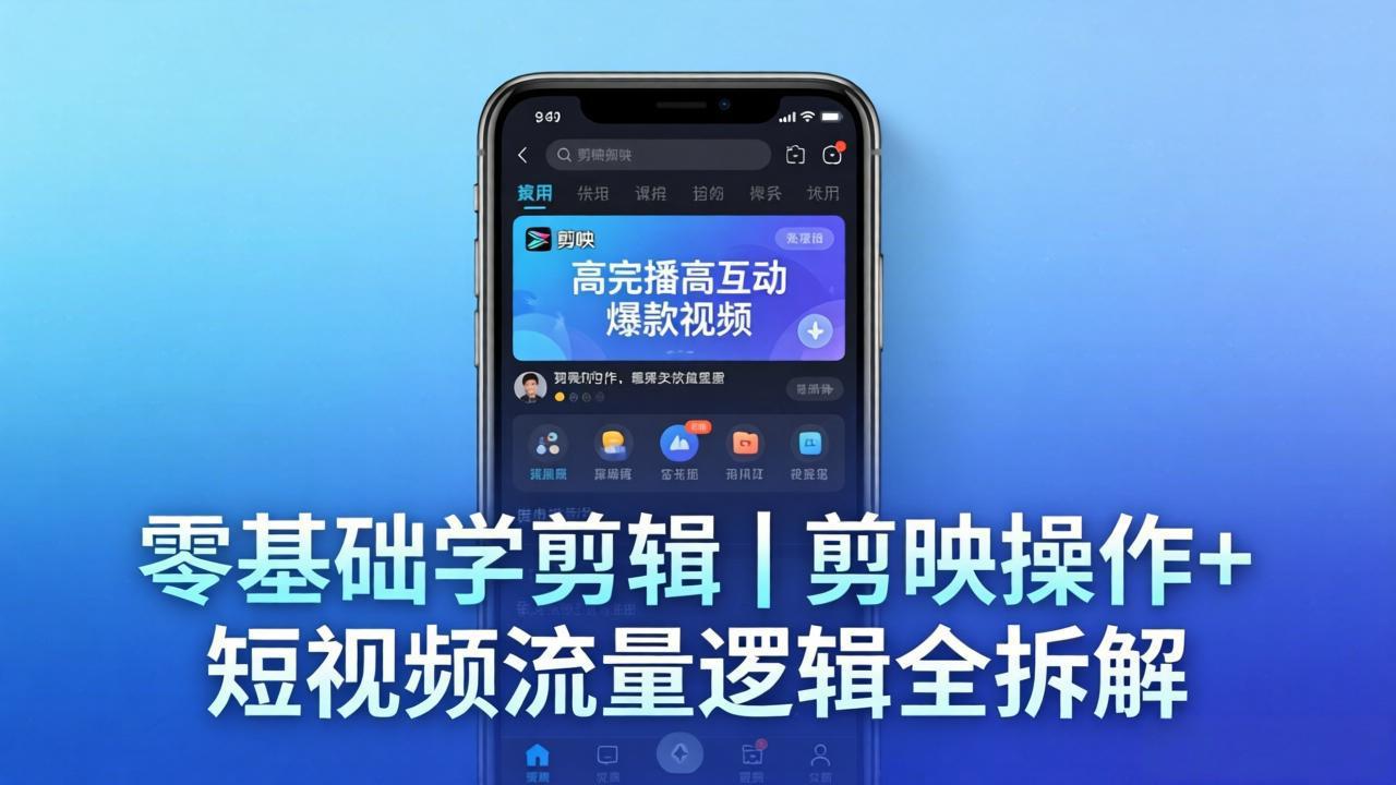 【零基础学剪辑】剪映操作+短视频流量逻辑全拆解｜手把手教你剪出高完播高互动爆款视频-鑫梵淘