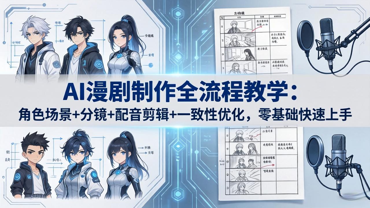 AI漫剧制作全流程教学：角色场景+分镜+配音剪辑+一致性优化，零基础快速上手-鑫梵淘