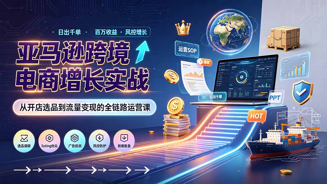 亚马逊0-1孵化特训营8期：从注册风控到稳定日出千单实战，规避审核封店风险，标准化执行流程落地-鑫梵淘