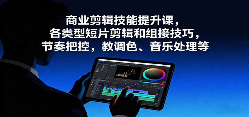 商业剪辑技能提升课，各类型短片剪辑和组接技巧，节奏把控，教调色、音乐处理等-鑫梵淘