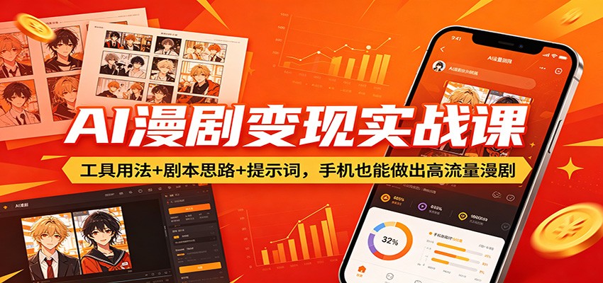 AI漫剧变现实战课：工具用法+剧本思路+提示词，手机也能做出高流量漫剧-鑫梵淘