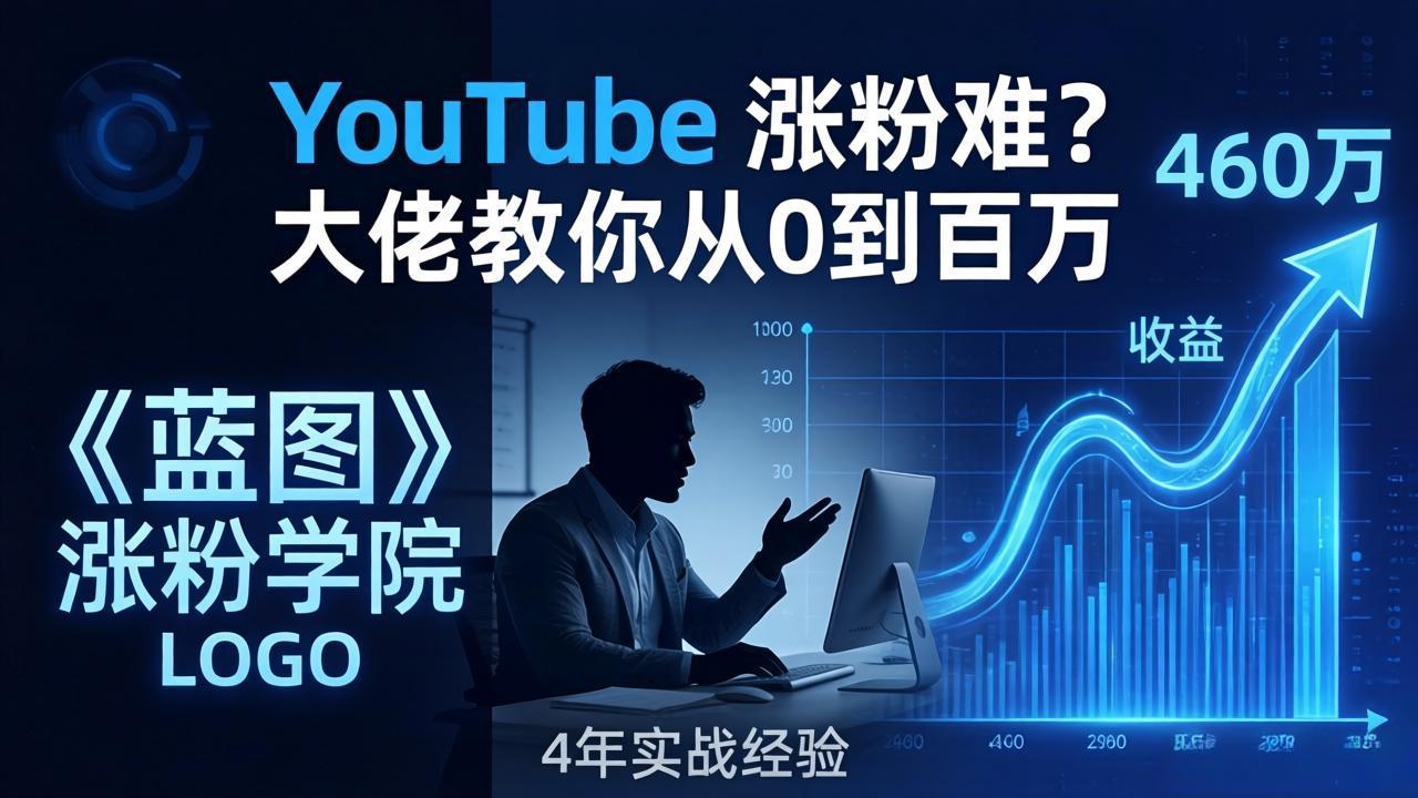 YouTube 涨粉难？《蓝图涨粉学院》：4 年赚 460 万的大佬教策略，从0到百万有路径！-鑫梵淘