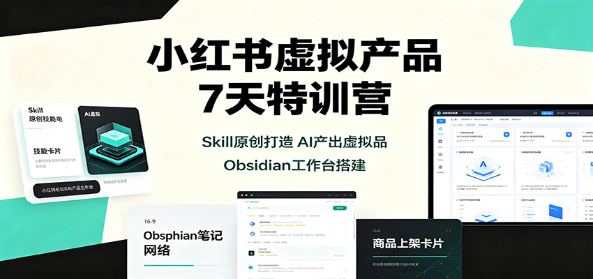 小红书虚拟产品7天特训营：Skill原创打造，AI产出虚拟品，Obsidian工作台搭建-鑫梵淘
