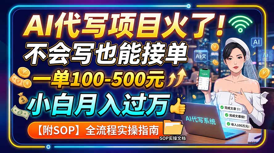 AI代写项目火了！不会写也能接单，一单100-500元，小白月入过万【附SOP】-鑫梵淘