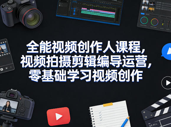 全能视频创作人课程，视频拍摄剪辑编导运营，零基础学习视频创作(更新2026年4月)-鑫梵淘