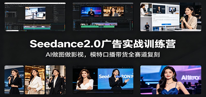 Seedance2.0广告实战训练营：AI做图做影视，模特口播带货全赛道复刻-鑫梵淘