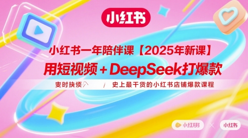 小红书一年陪伴课【2025年新课】，用短视频+deepSeek打爆款，史上最干货的小红书店铺爆款课程-鑫梵淘