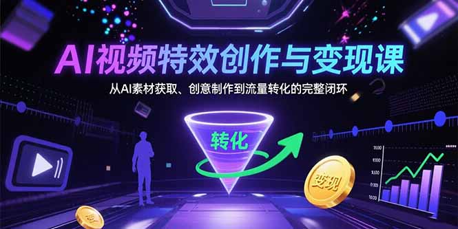 AI视频特效创作与变现课：从AI素材获取、创意制作到流量转化的完整闭环-鑫梵淘