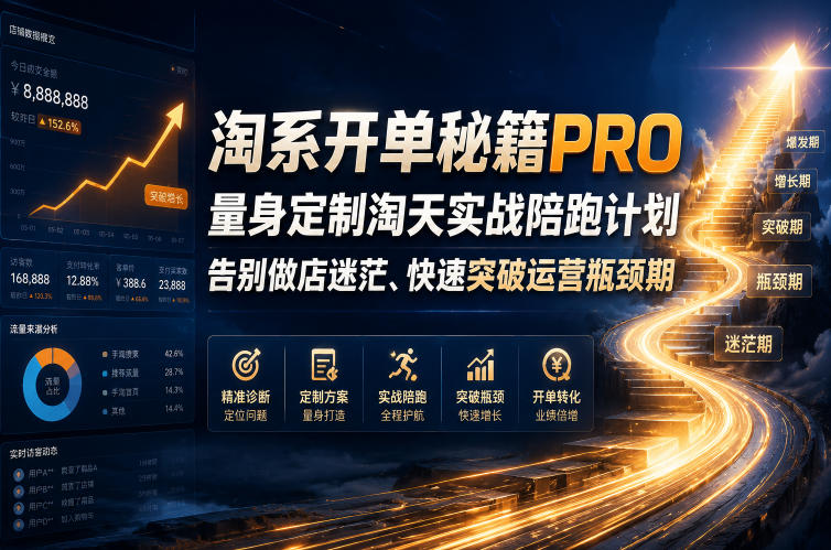 淘系开单秘籍PRO，量身定制淘天实战陪跑计划，告别做店迷茫、快速突破运营瓶颈期(2026年6月11)-鑫梵淘