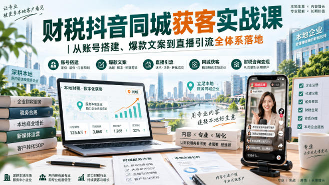财税抖音同城获客实战课｜从账号搭建、爆款文案到直播引流全体系落地-鑫梵淘