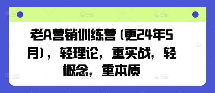 老A营销训练营(更25年8月)，轻理论，重实战，轻概念，重本质-鑫梵淘