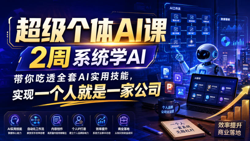 超级个体AI课，2周系统学AI，带你吃透全套AI实用技能，实现一个人就是一家公司(更新0818)-鑫梵淘