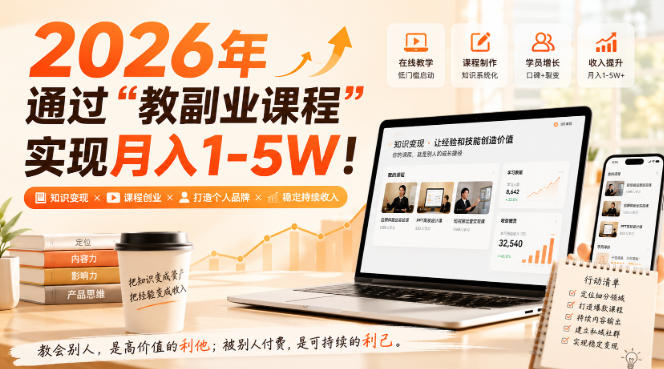 2026年通过“教副业课程”实现月入1-5W！毫无保留的全部教给你，长期稳定【揭秘】-鑫梵淘
