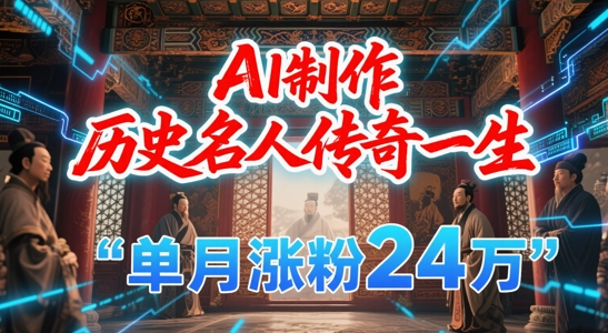 暴力起号！用AI制作历史名人传奇一生，单月涨粉24W，涨粉+变现赛道黑马来了-鑫梵淘
