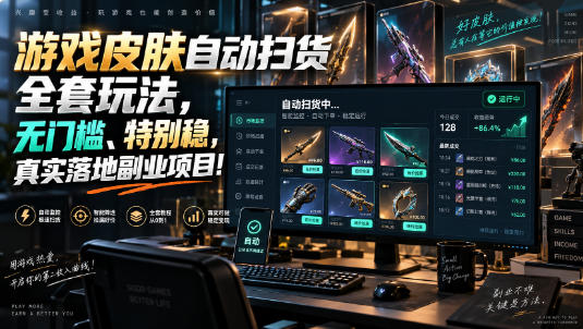游戏皮肤自动扫货全套玩法，无门槛、特别稳，真实落地副业项目！【揭秘】-鑫梵淘