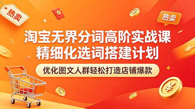 淘宝无界分词高阶实战课 精细化选词搭建计划 优化图文人群轻松打造店铺爆款-鑫梵淘