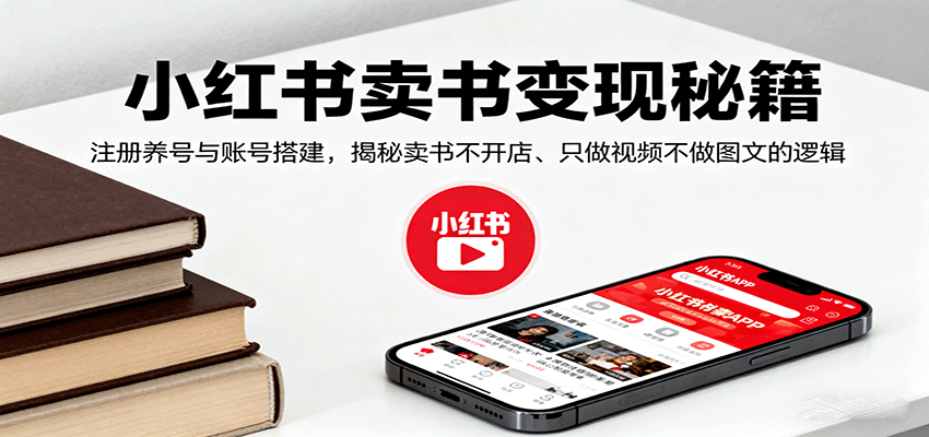 小红书卖书变现秘籍，注册养号与账号搭建，揭秘卖书不开店、只做视频不做图文的逻辑-鑫梵淘