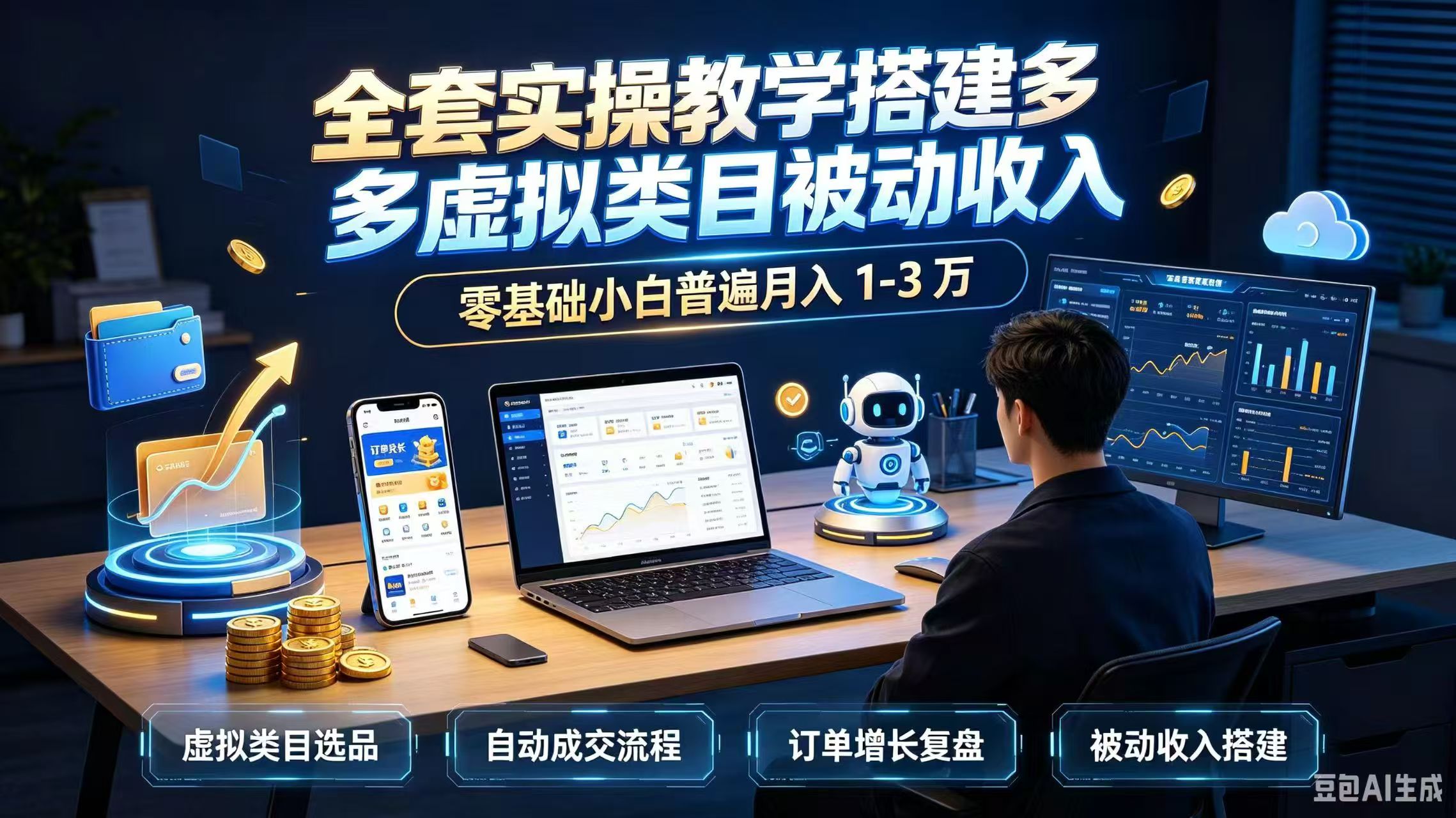 全套实操教学搭建多多虚拟类目被动收入，零基础小白普遍月入 1-3 万-鑫梵淘