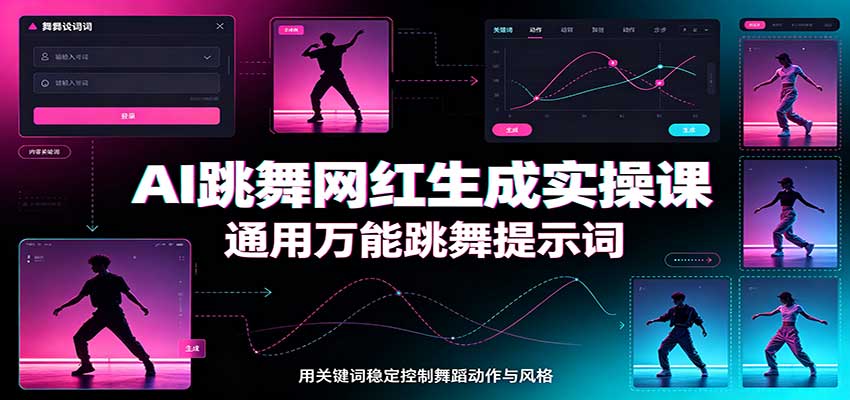 AI跳舞网红生成实操课：通用万能跳舞提示词，多模型适配，人物舞蹈视频制作全套教学-鑫梵淘