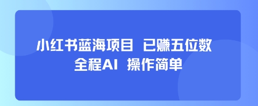 小红书蓝海项目，全程AI，操作简单，已挣五位数-鑫梵淘