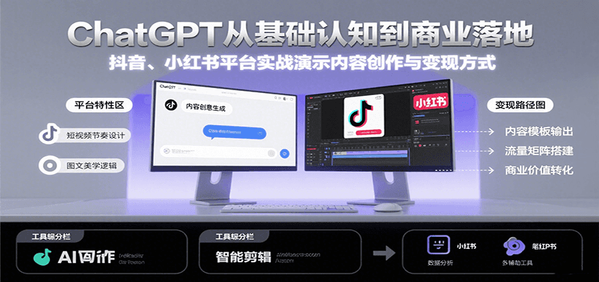 ChatGPT从基础认知到商业落地，实战演示抖音、小红书等平台的内容创作与变现-鑫梵淘
