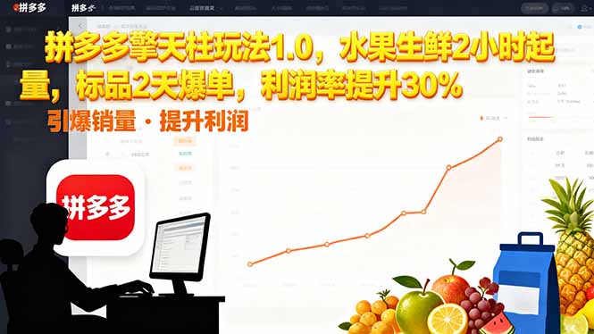 拼多多 擎天柱玩法1.0，水果生鲜2小时起量，标品2天爆单，利润率提升30%-鑫梵淘
