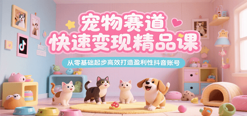 宠物赛道快速变现精品课，从零基础起步高效打造盈利性抖音账号-鑫梵淘