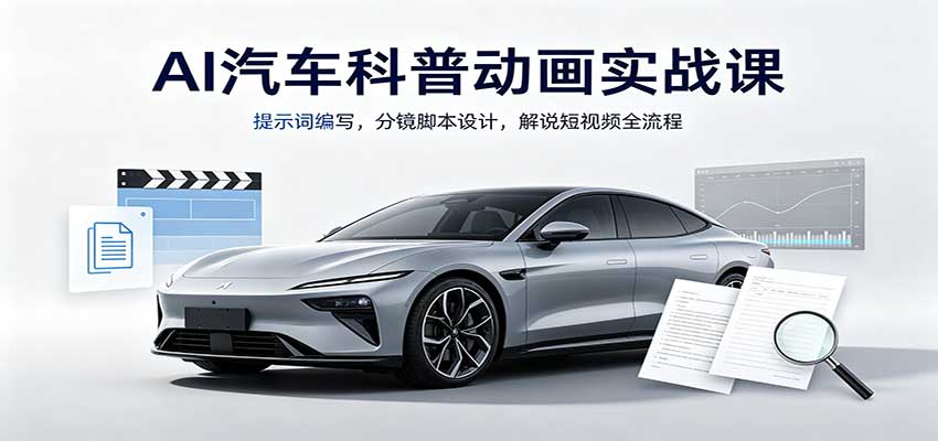 AI汽车科普动画实战课：提示词编写，分镜脚本设计，解说短视频全流程-鑫梵淘