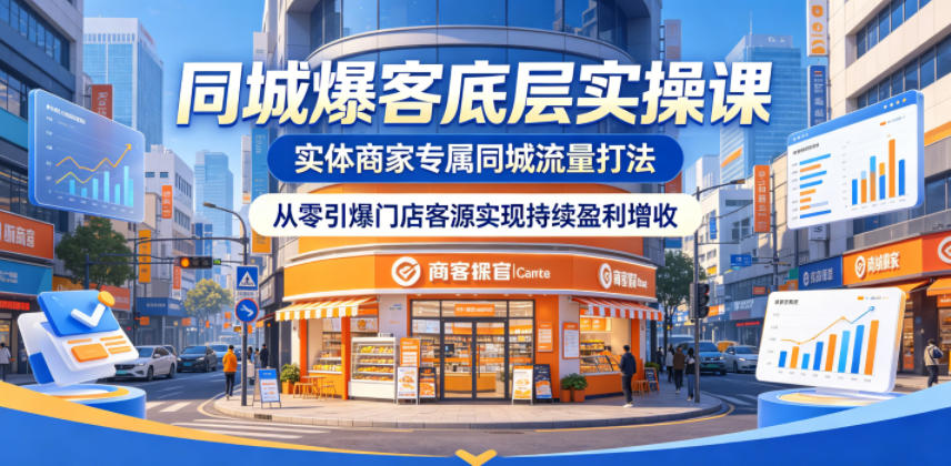 同城爆客底层实操课，实体商家专属同城流量打法，从零引爆门店客源实现持续盈利增收-鑫梵淘
